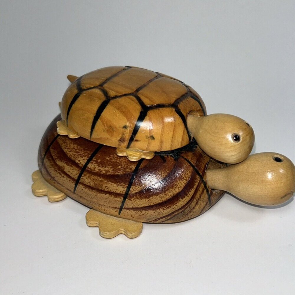 Wooden Turtle With Wheels and Moving Head & Tail And Baby - Great Toy - Bahamas - Picture 4 of 7
